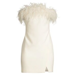 LIKELY Katy White Feather Mini Dress Wedding Bridal Cocktail Size 6